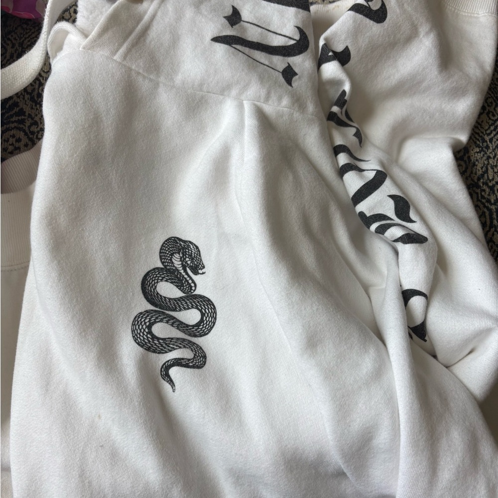White Hoodie with Black Snake Design